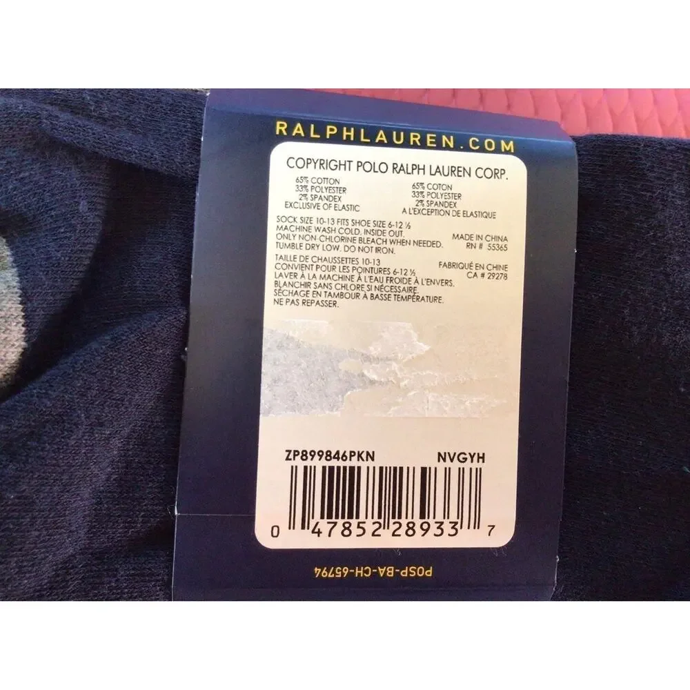 New❤️Polo Ralph Lauren Men's Classic Crew Socks 3 Pairs Sz10-13